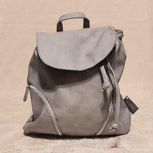 New with Tags Ulta Gray Back Pack Zip Pockets Straps Sliver Accents